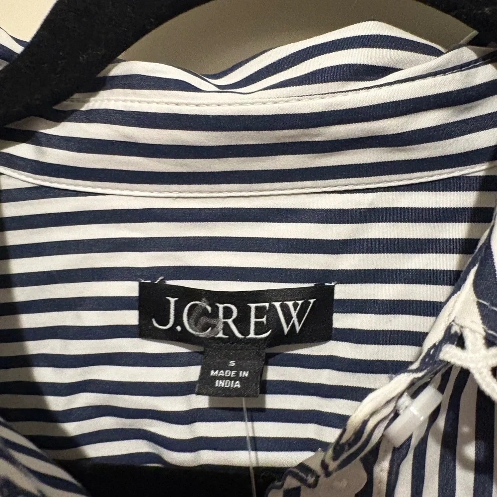 J. Crew Amelia long-sleeve shirt-dress in striped cotton poplin Small NWT